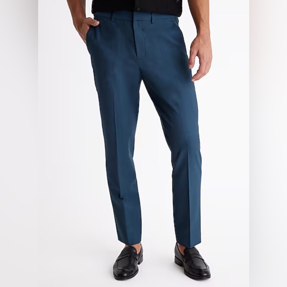 Slim Deep Teal Modern Tech Hybrid Elastic Waist Suit Pant